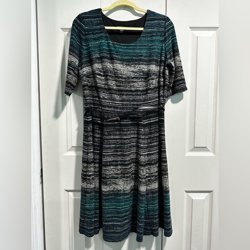 Striped Teal and Black Dress